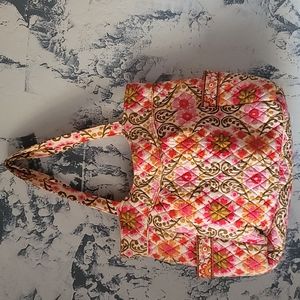Vera Bradley Frankie Folkloric Orange Mod Floral Handbag Purse Tote Bag Womens